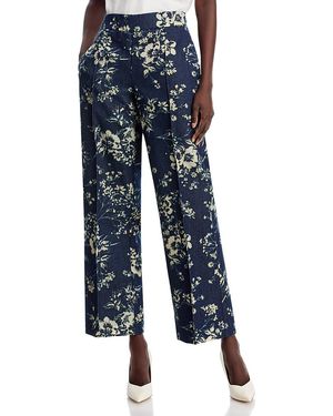 Tahari The Gabby Denim Burnout Pants - Blue
