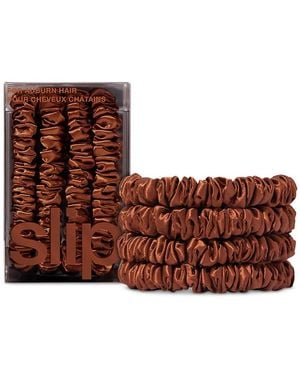 Slip Pure Silk Back To Basics Skinny Scrunchies, Set Of 4 - Brown