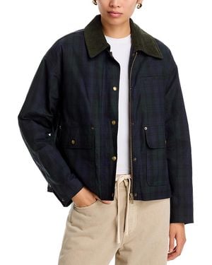 Blank NYC Plaid Cord Collar Barn Jacket - Blue