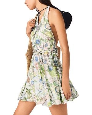 Maje Short Patterned Backless Dress - Green