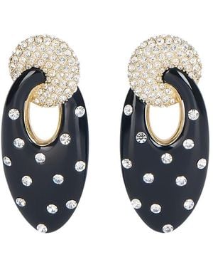 Balmain Lacquered Brass Organic Earrings With Crystals - Blue