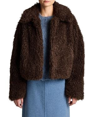 Vince Faux Fur Cropped Jacket - Black