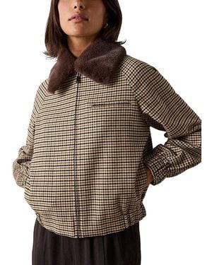 Whistles Faux Fur Collar Bomber Jacket - Brown