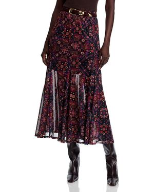 Johnny Was Mesh Midi Skirt - Red