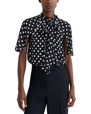Reiss Alliana Polka Dot Printed Top - Black
