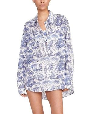STAUD Colton Shirt Swim Cover-Up - Blue