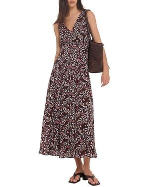 Mint Velvet Floral Print V-Neck Maxi Dress - Brown