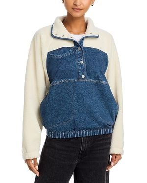 Rag & Bone Rb Miramar Fleece Cotton Terry Sherpa Pullover - Blue