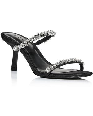 Aqua Elie Embellished Satin Sandals - Black
