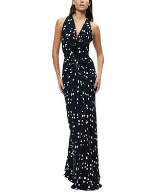 Nocturne Printed Halter Neck Maxi Dress - Black
