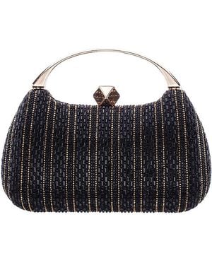 Aqua Crystal Minaudiere Clutch - Black
