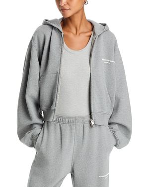 Alexander Wang Zip Up Logo Hoodie - Gray