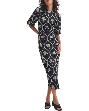 Mint Velvet Palm Printed Dress - Black