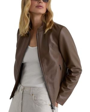Reiss Allie Leather Jacket - Brown