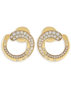 Crivelli 18K Like Collection Spiral Hoop Earrings With Diamond Pave, 0.74 Tcw - White