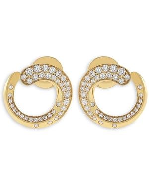 Crivelli 18K Like Collection Spiral Hoop Earrings With Diamond Pave, 0.74 Tcw - White