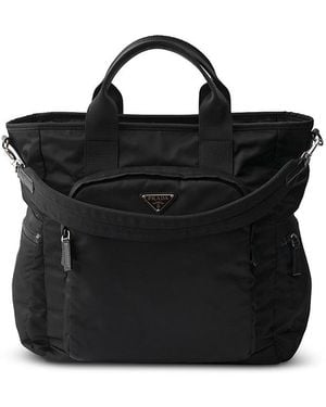 Prada Re-Nylon And Saffiano Leather Tote Bag - Black