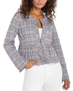 Liverpool Los Angeles Plus Zip Front Peplum Jacket - Gray