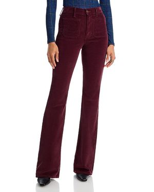 Veronica Beard Beverly Corduroy High Rise Patch Pocket Bootcut Jeans - Red