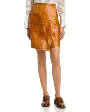 Co. Leather Wrap Skirt - Orange