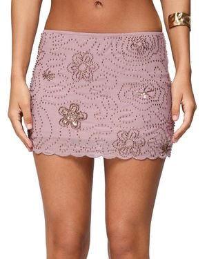 Edikted Astrid Beaded Mini Skirt - Pink