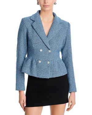 Aqua Tweed Flounce Blazer - Blue