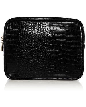 Abode Croc Embossed Faux Leather Pouch - Black