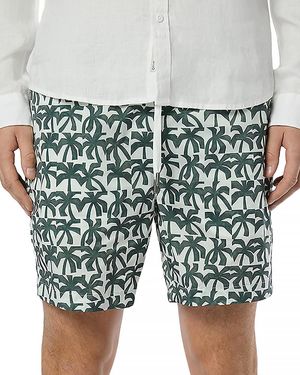 Onia Charles Palm Print Regular Fit 4 Swim Trunks - Green