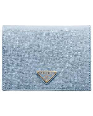 Prada Saffiano Leather Passport Holder - Blue