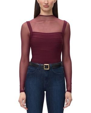 Hervé Léger The Sabrina Illusion Mesh Top - Red