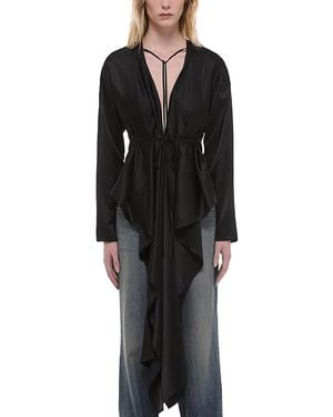 Helmut Lang Silk Draped Scarf Top - Black