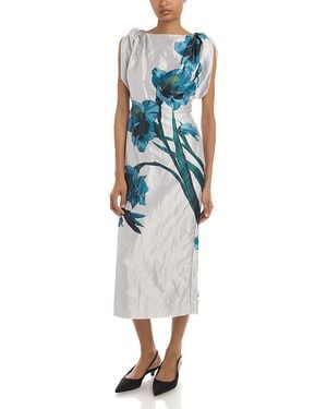 Erdem Floral Short Sleeve Dress - Blue