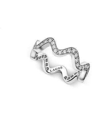 Lagos Sterling Caviar Spark Diamond Wavy Eternity Band - White