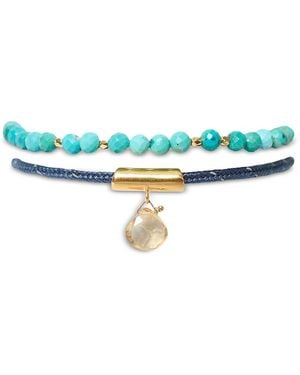 Chan Luu Surf Gemstone Beaded Ankle Bracelets, Set Of 2 - Blue