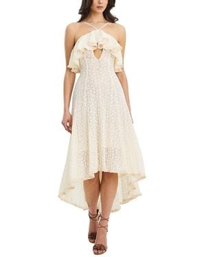 Miss Circle Idra Lace Trim Sleeveless Crochet Midi Trailing Dress - Natural