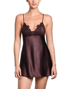 In Bloom Satin Lace Cup Chemise - Purple