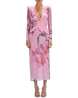 PATBO Honey Flower Tulle Midi Dress - Pink