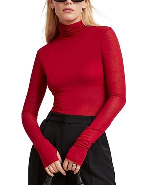 MARCELLA Eloise Sheer Turtleneck Top - Red
