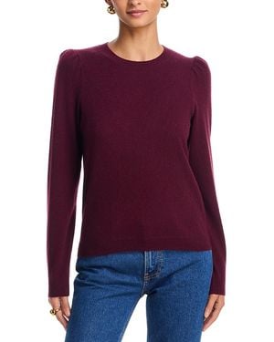 Aqua Ruched Puffed Shoulder Sweater - Purple