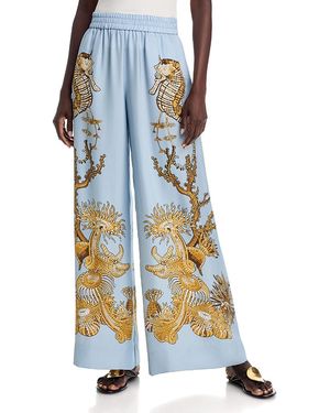 La DoubleJ Silk Palazzo Pants - Blue