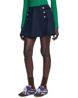 Sandro Alta Buttoned Pleated Skort - Blue
