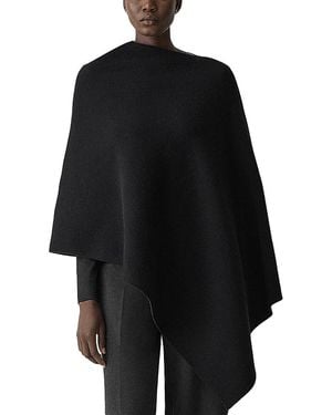Theory Wool Cashmere Draped Poncho - Black