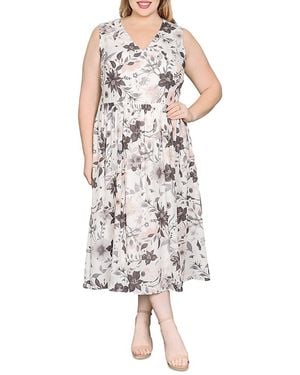 Standards & Practices Sleeveless V Neck A Line Midi Dress - Multicolor