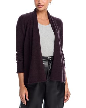 Aqua 100% Cashmere Drape Front Cardigan - Black