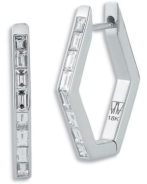 WALTERS FAITH 18K Quentin Diamond Hexagon Hoop Earrings - White