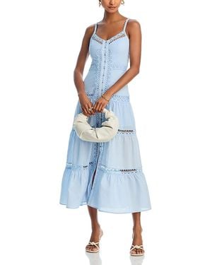 Aqua Lace Inset Midi Dress - Blue