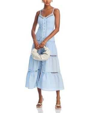 Aqua Lace Inset Midi Dress - Blue