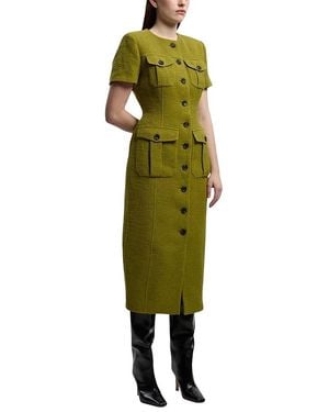 Karen Millen Textured Tweed Tailored Midi Dress - Green