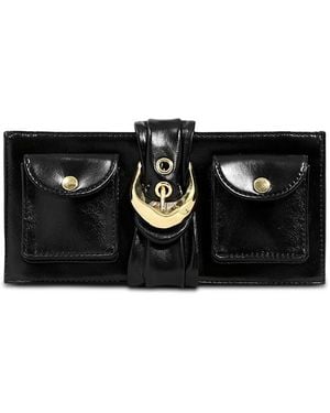Alexis Patent Leather Buckle Clutch - Black