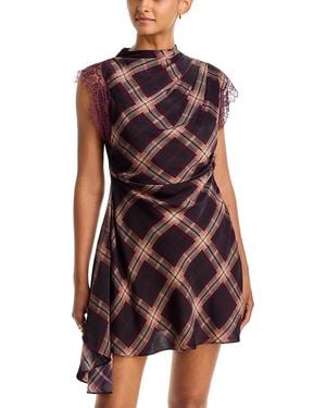 Line & Dot Kristopher Lace Trim Mini Dress - Purple